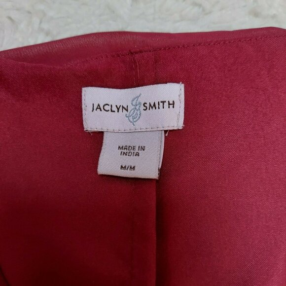 Jaclyn Smith Beaded Embellished Chiffon Top Blouse Medium Long Sleeve Maroon - Picture 3 of 6